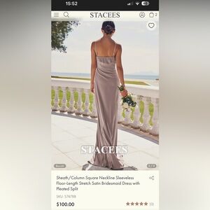 Satin Bridesmaid Maxi Dress in Taupe